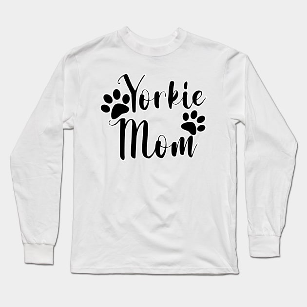 Yorkie Mom Black and White Typography Long Sleeve T-Shirt by AdrianaHolmesArt